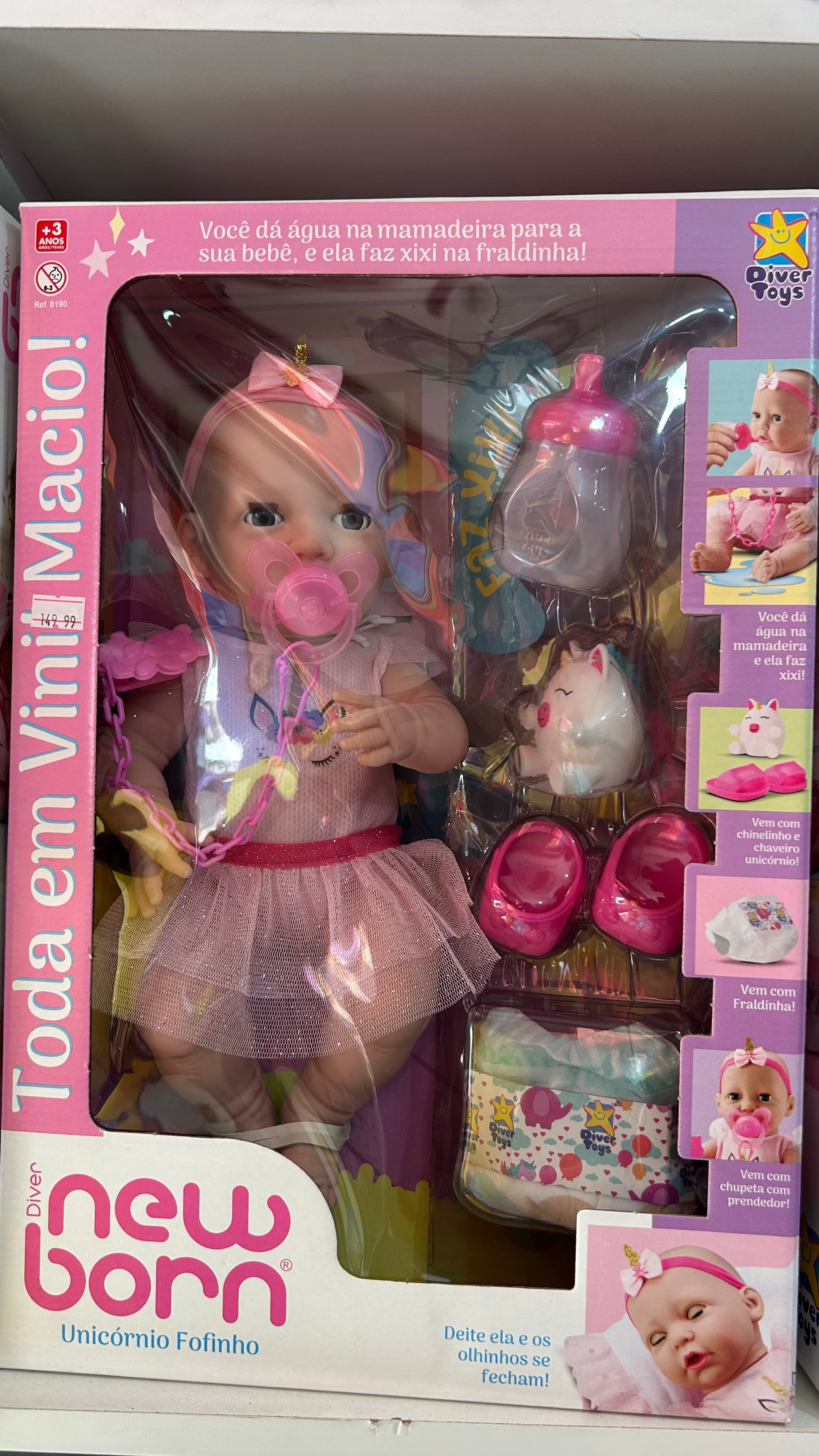 Boneca New Born Unicórnio Fofinho