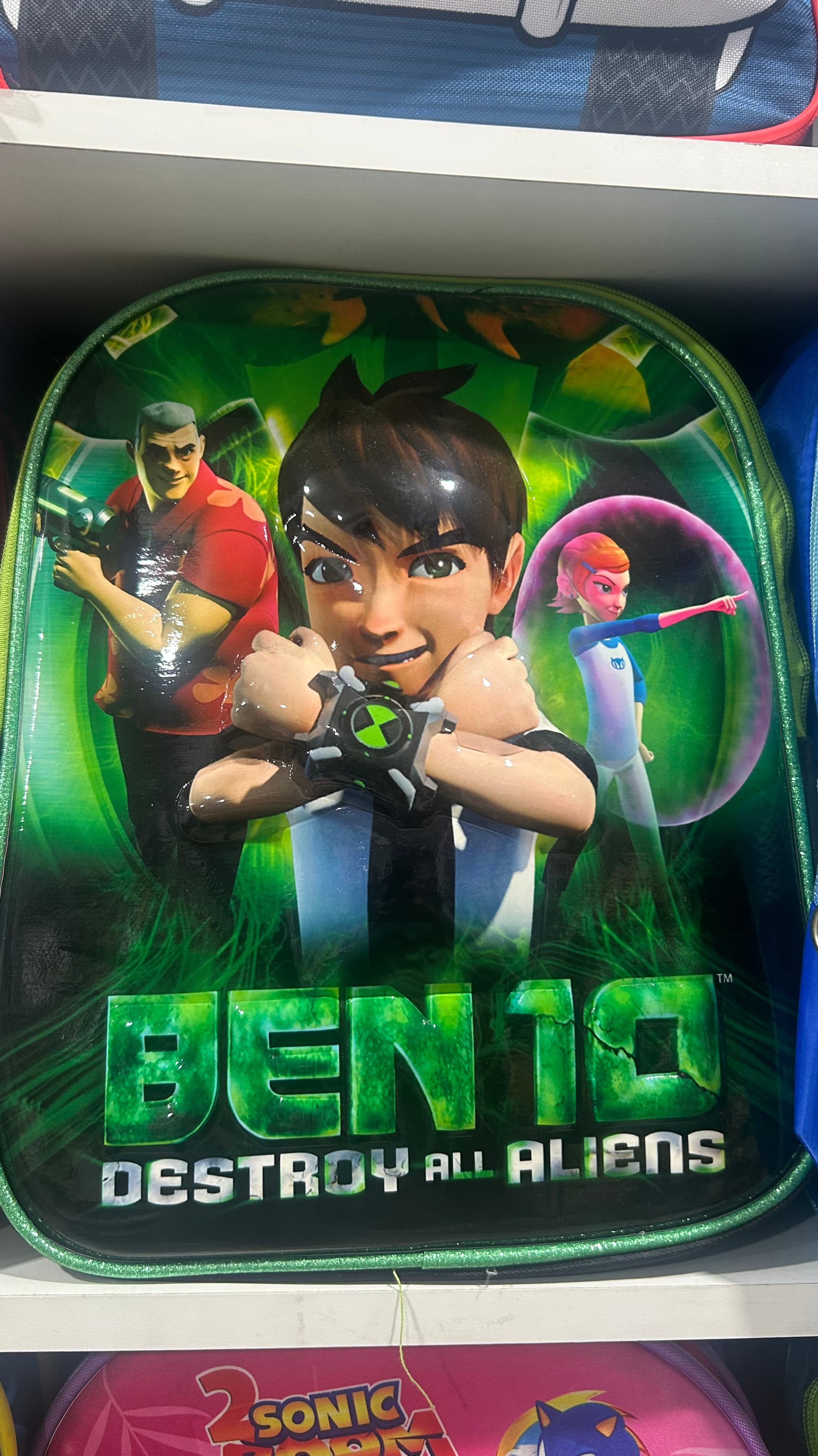 Mochila Infantil Ben 10 Destroy All Aliens Verde 3D