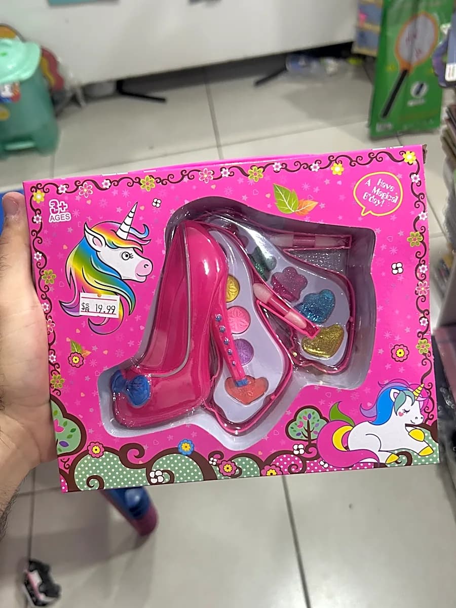 Kit Infantil Maquiagem Unicórnio Salto Rosa