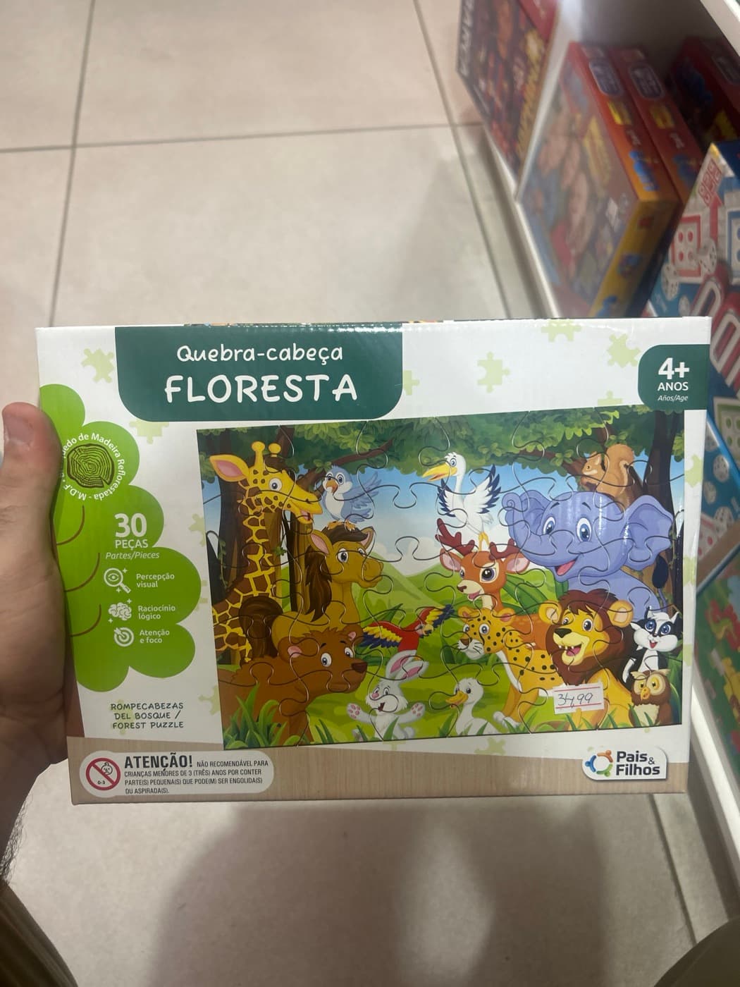 Quebra-Cabeça Floresta 30 Peças Madeira Pais & Filhos
